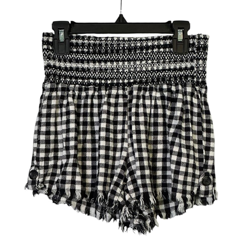 Rewash black white checks pull on shorts size Medium